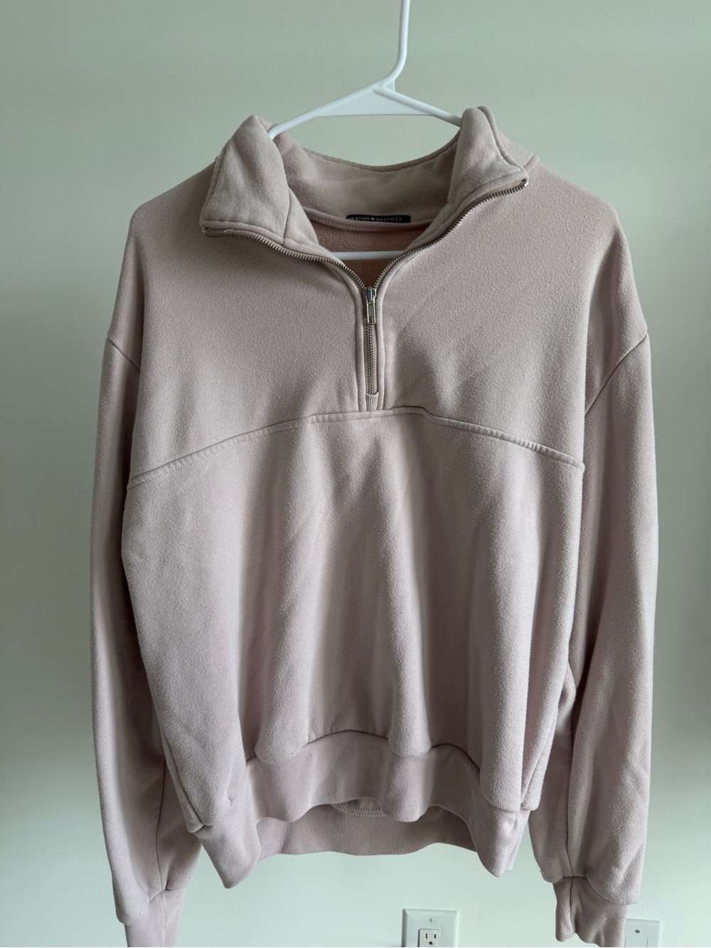 Brandy Melville Vintage Quarter-Zip Pullover Sweater in Light Pink